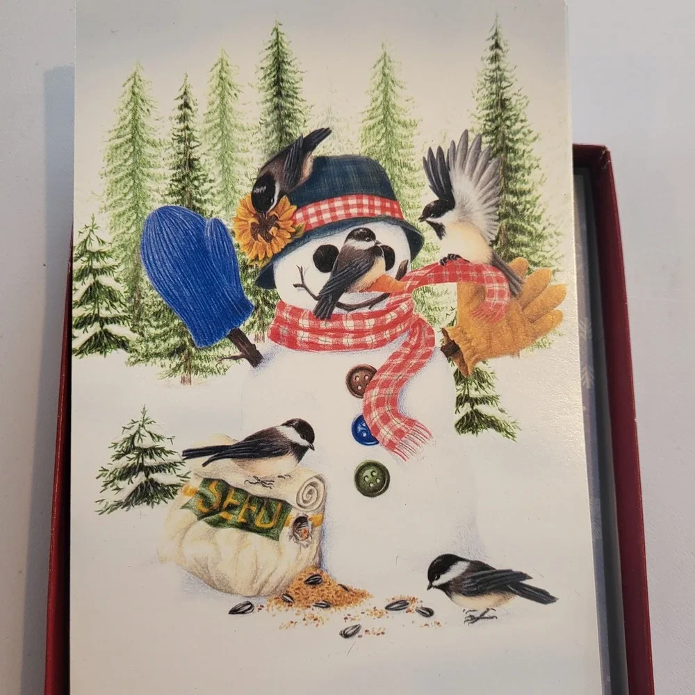 Vintage Christmas Cards Lot 4 Boxes 2004 Snowman Americana Sleigh Holiday Cards